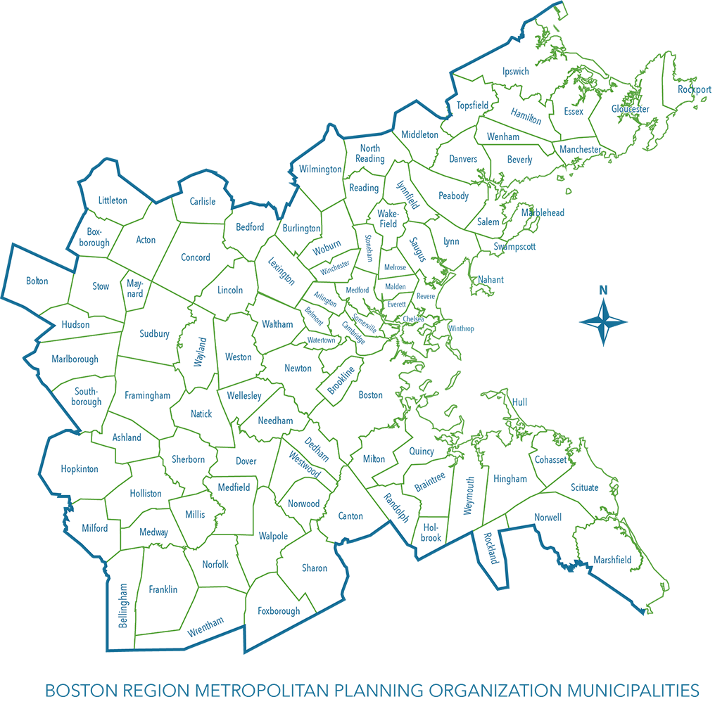 Map of the Boston Region MPO municipalities Map of the Boston Region MPO municipalities