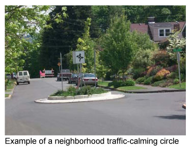 Example of a neighborhood traffic-calming circle
